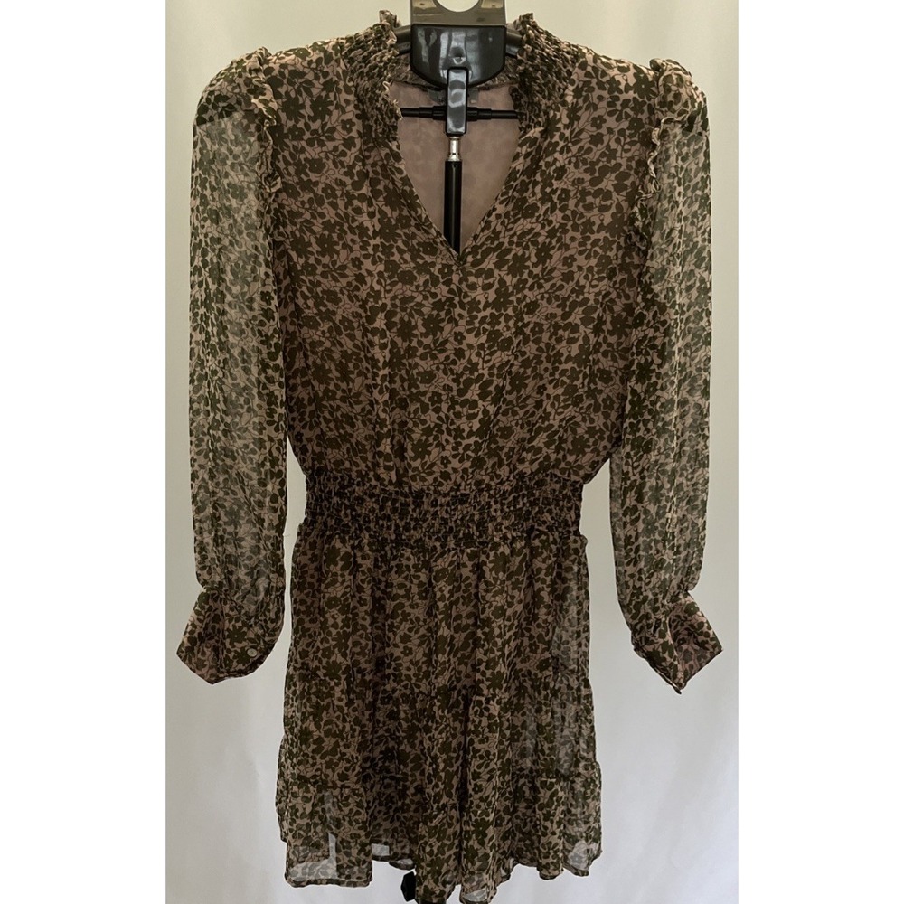 Heartloom Floral Joey Dress Pink Green Long Sleeve Smocked Mini Size Small
